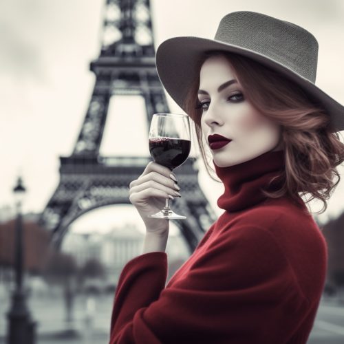 Woman in Paris drinking Grand Cru Wines